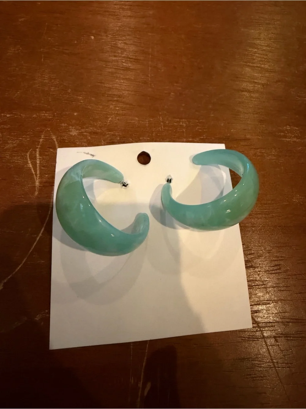 NWT Green Resin Hoop Stud Earrings - Chunky Half-Hoop